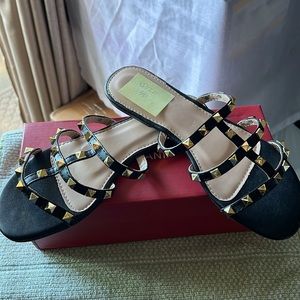 Black new rock stud style sandals/slippers. W40